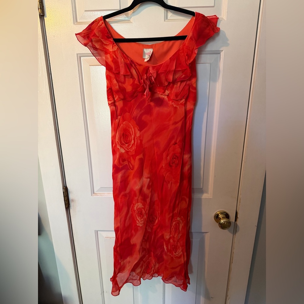 Blush Red Floral Dress -Vintage